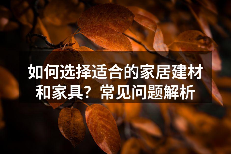 多样化的家居建材选择